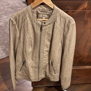 Tan faux Leather Jacket style and co